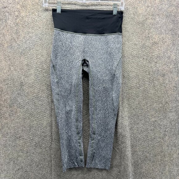 Lululemon Pants Women 4 Gray Black Luxtreme Patterned Wunder Under Crop Leggings - Picture 1 of 9
